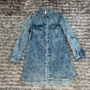 Glam Dollz 100% Cotton Denim Long Sleeve Shirt Dress / Coat, Size S